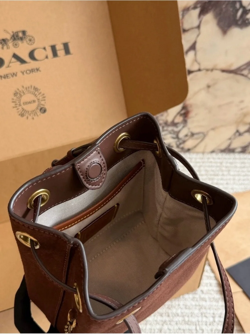 Coach Chocolate Brown Suede Messenger Crossbody